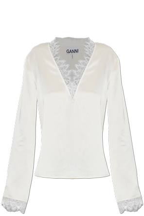 Satin top with lace trim