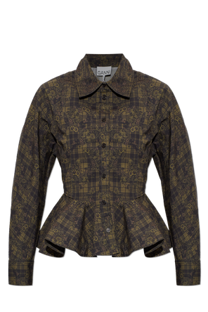 Peplum top with floral motif