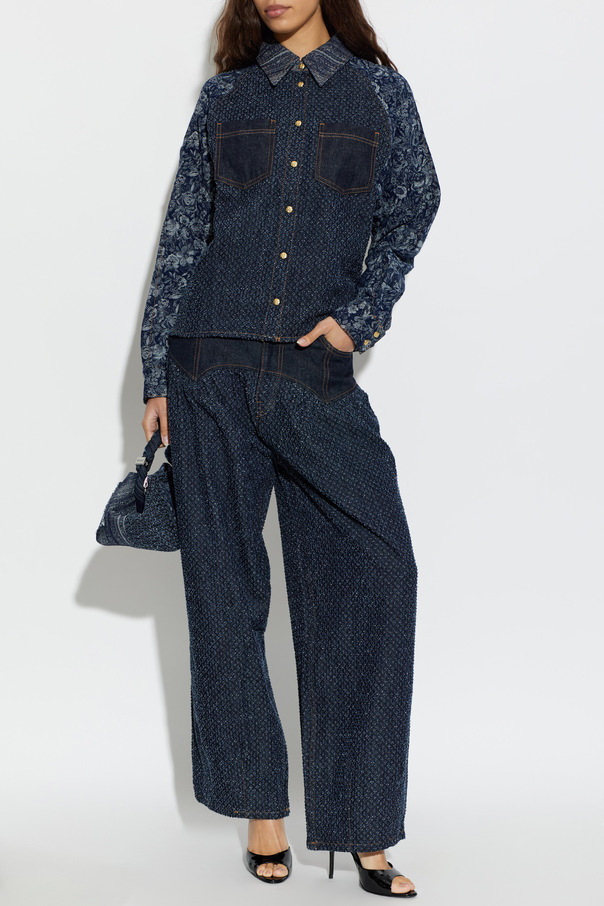 Ganni Camisa vaquera con estampado floral