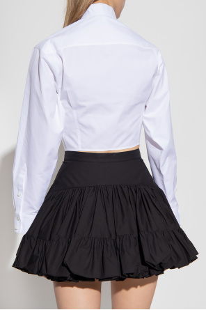 Alaïa Cropped Lagerfeld shirt with stand collar