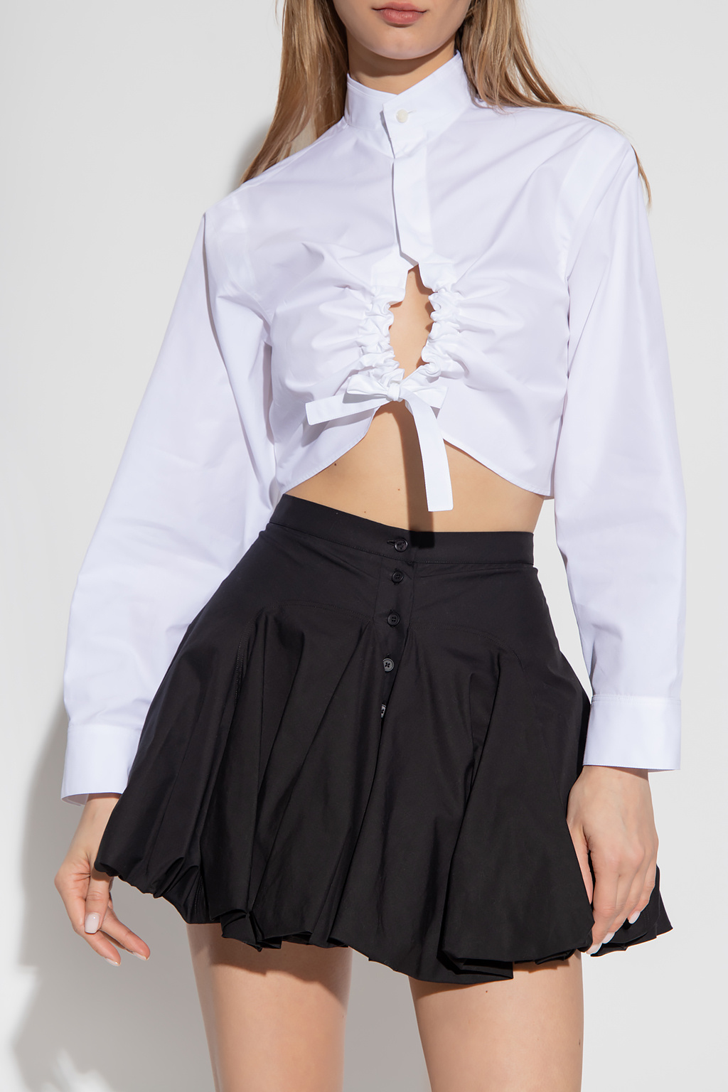Alaïa Cropped shirt with stand collar