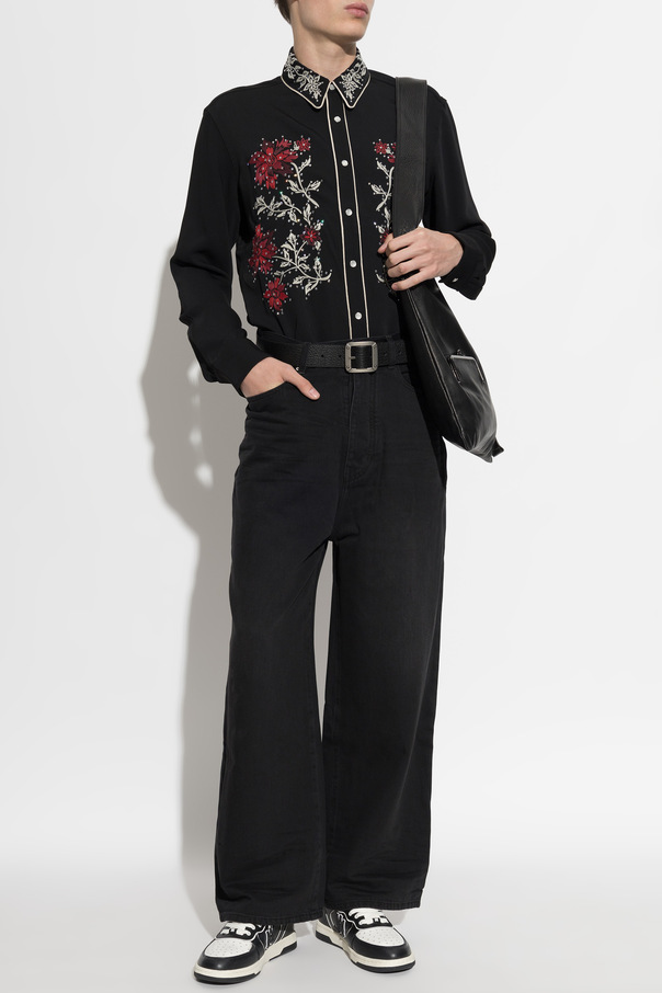 Amiri Camisa con bordado y lentejuelas brillantes