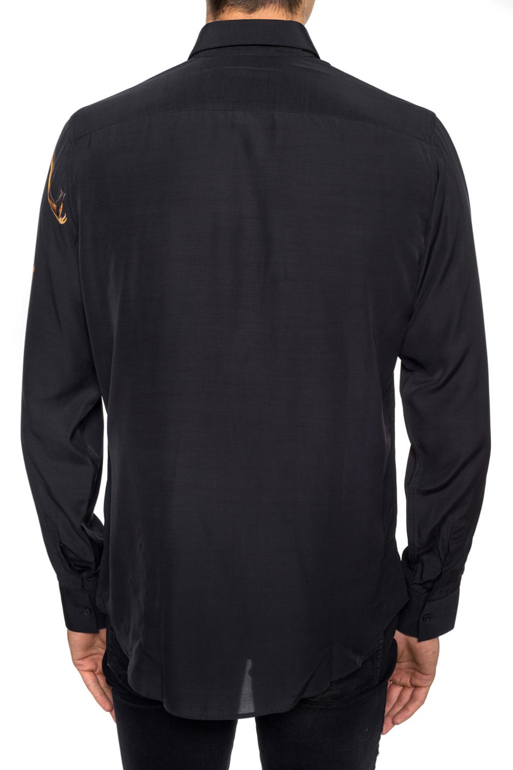 black shirt with lion motif
