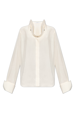 Silk shirt with decorative collar