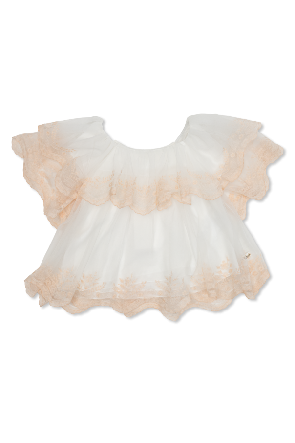 Tulle top with embroidery od Chloé Kids