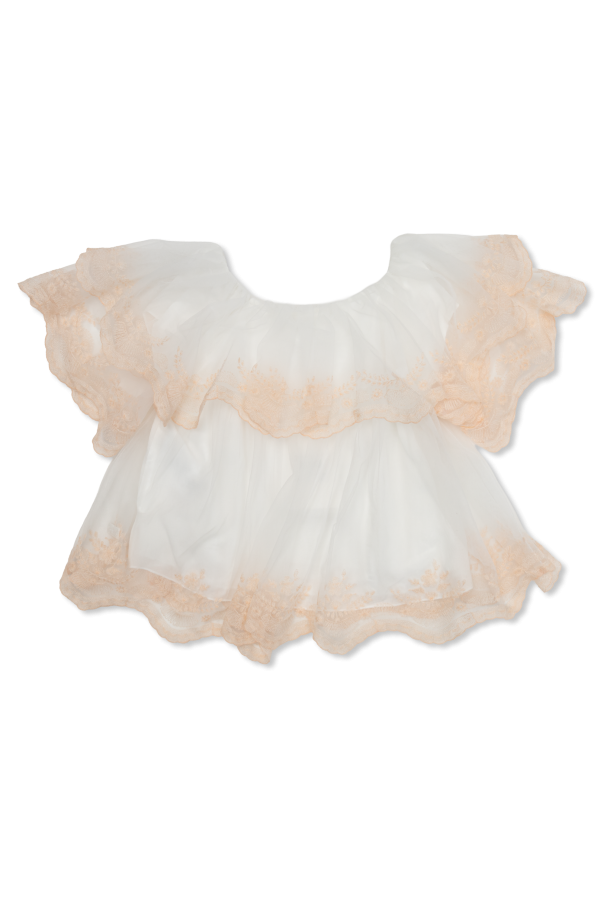 Chloé Kids Tulle top with embroidery