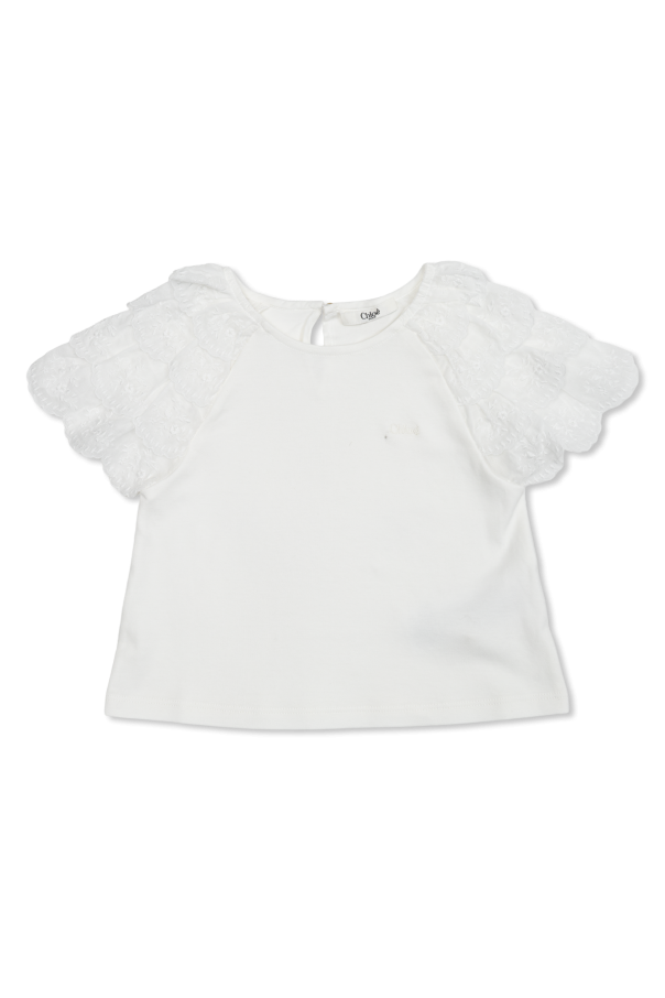 Top with embroidery on the sleeves od Chloé Kids