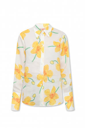 Marni contrast-trim long-sleeve silk blouse