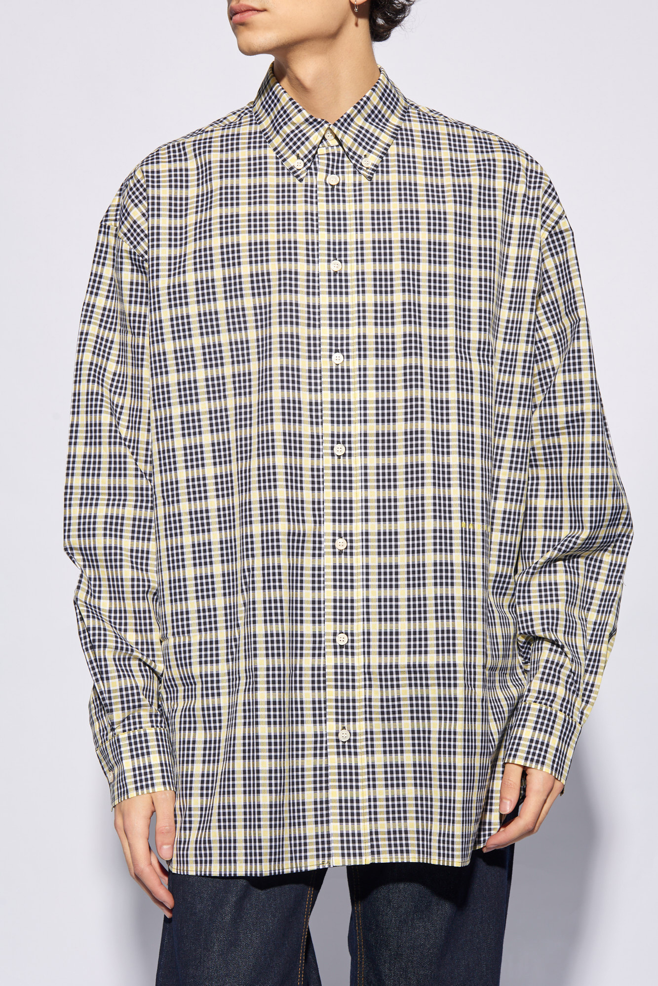 Check styling ideas for「JACQUARD LONG SLEEVE CREW NECK SWEATER、SOFT BRUSHED  CHECKED LONG SLEEVE SHIRT」