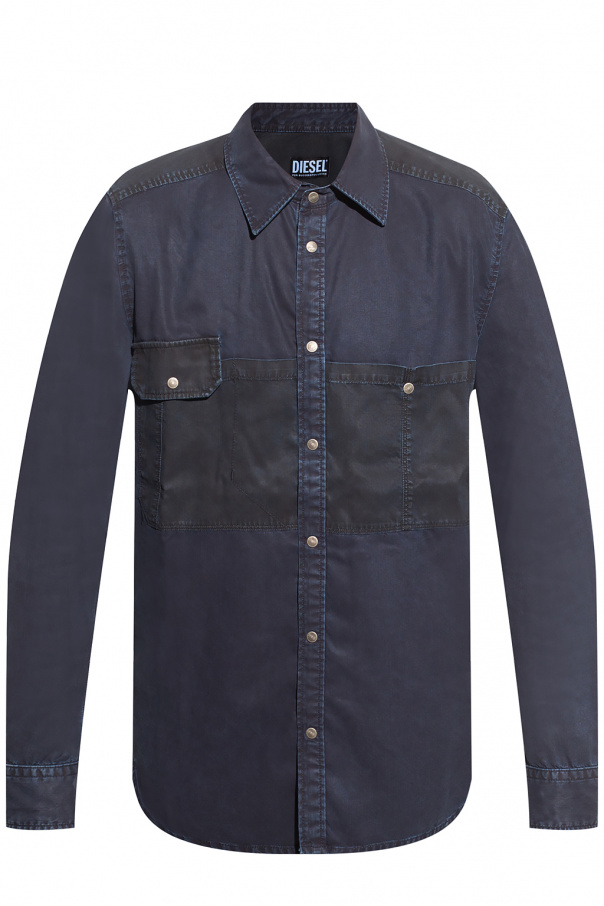 Diesel checked Chemise Jean shirt has a spread collar and a buttoned front