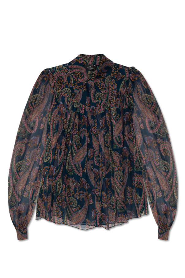 Etro Jedwabna koszula z motywem ‘paisley’