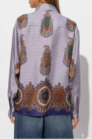 Etro Jedwabna koszula z wzorem w kropki