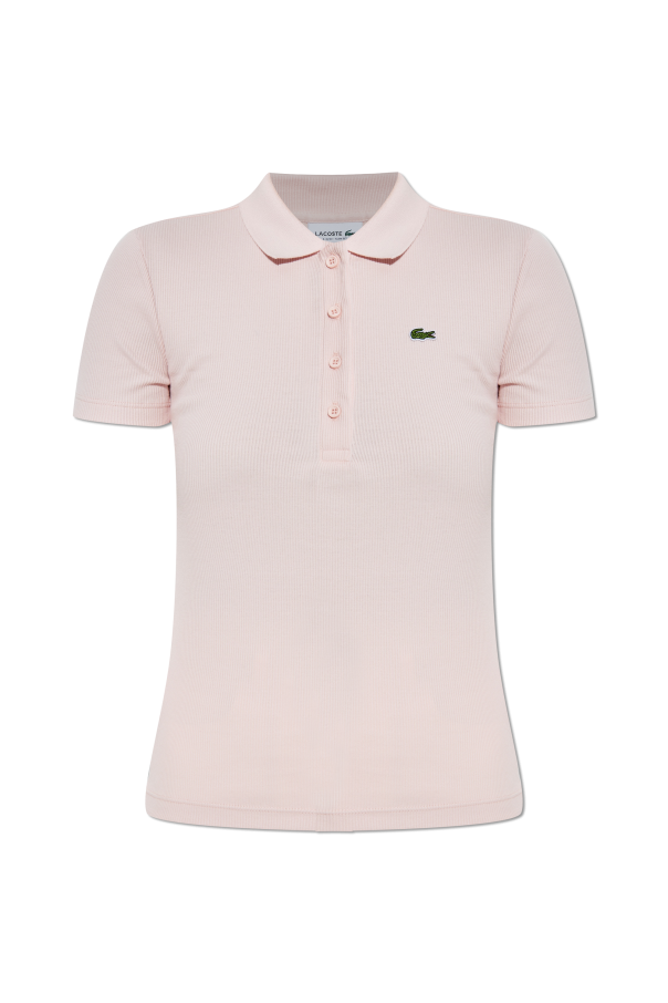 Ribbed polo shirt with logo patch od Lacoste