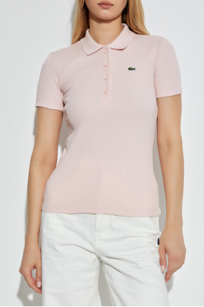 Lacoste Ribbed polo shirt with logo patch