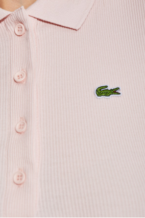 Lacoste Ribbed polo shirt with logo patch