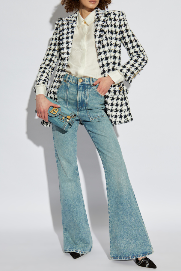 Balmain Camisa de satén con monograma