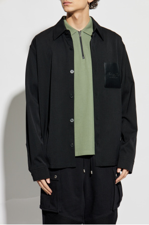 Balmain Koszula ze skórzaną kieszenią