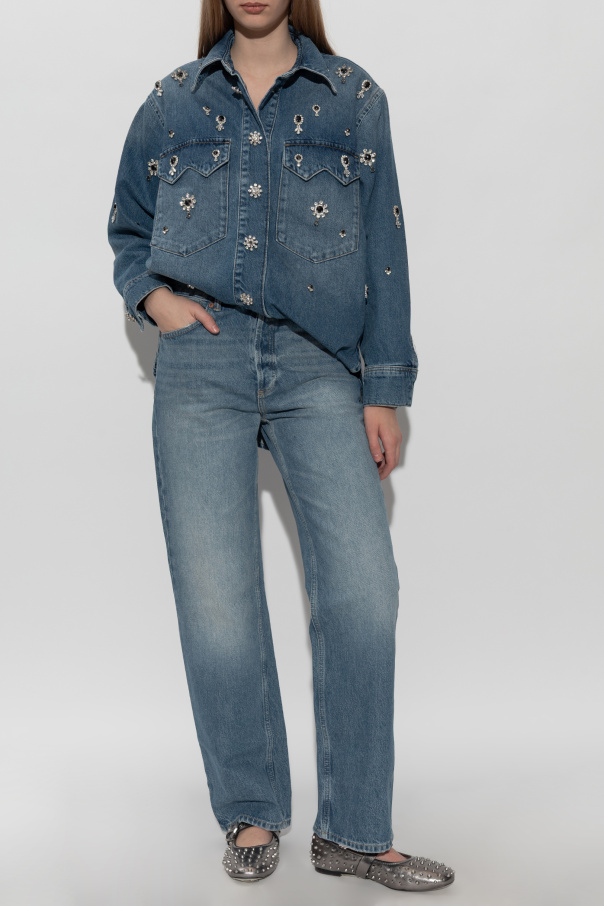 AllSaints Denim shirt with crystal embellishments ‘Enna’