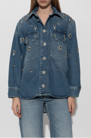 AllSaints Denim shirt with crystal embellishments ‘Enna’