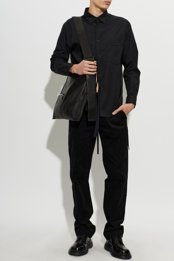 POST ARCHIVE FACTION Black Shirt with Back Slits by POST ARCHIVE FACTION
