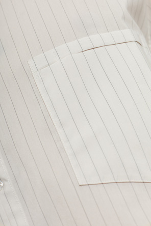 POST ARCHIVE FACTION Cream Striped Shirt with Back Slits by POST ARCHIVE FACTION