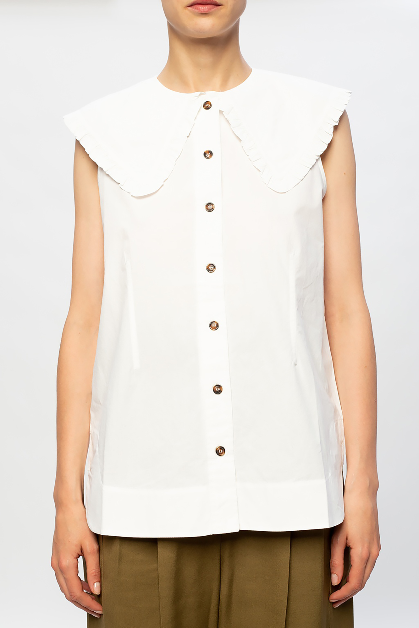 Ganni Ruffled collar top