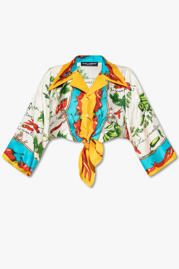 Dolce & Gabbana Kids logo-patch tank top Patterned shirt