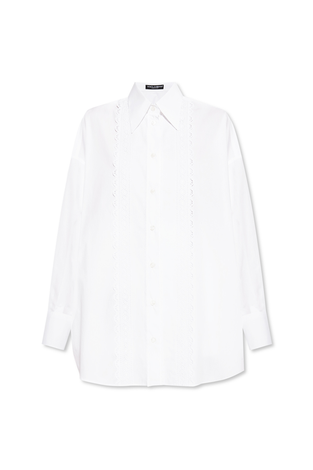Dolce & Gabbana interlocking DG-plaque loafers Braun Shirt with broderie anglaise detailing