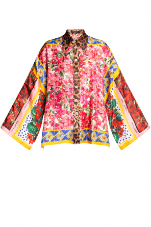 Dolce & Gabbana shirred-panel flocked dress