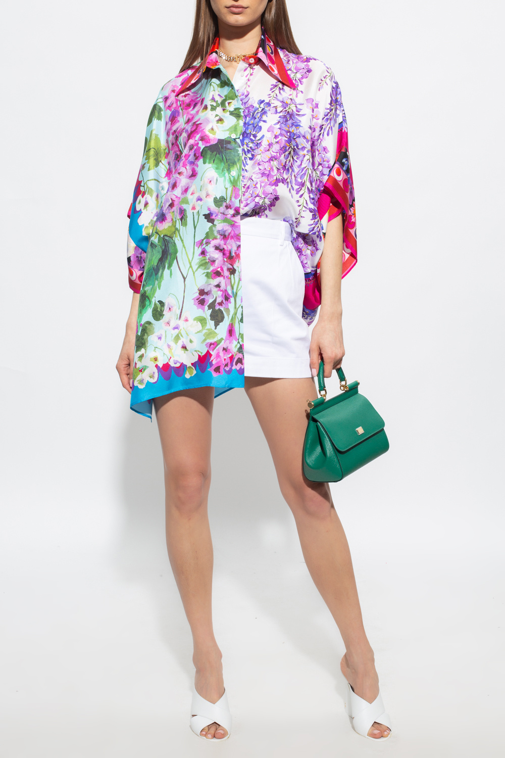 Dolce & Gabbana Kids colour-block logo hoodie Jedwabna koszula typu ‘oversize’