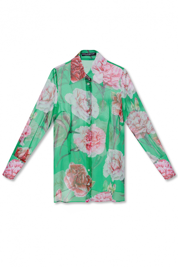 Men's dolce textured & Gabbana Laptop Briefcases Shirt with floral motif