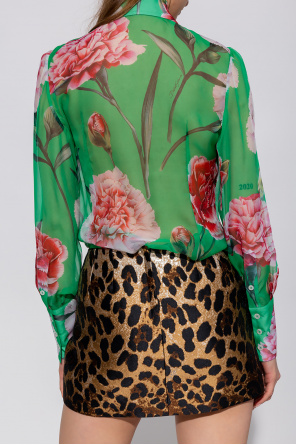 Men's dolce textured & Gabbana Laptop Briefcases Shirt with floral motif