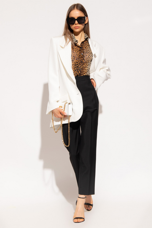 Dolce & Gabbana Beatrice Medium Tote Bag Cordonetto Lace Silk shirt with animal motif