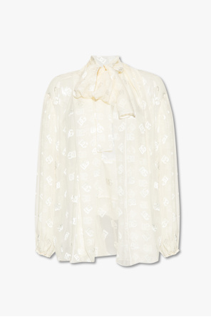 Transparent shirt with monogram od dolce gabbana ruffled polka dot silk chiffon blouse item