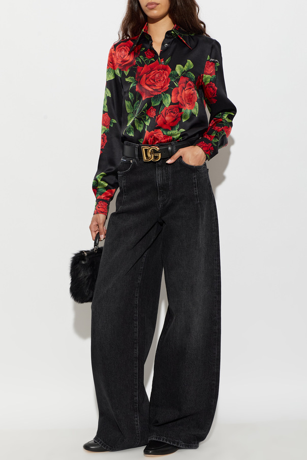 Dolce & Gabbana Silk shirt with floral motif