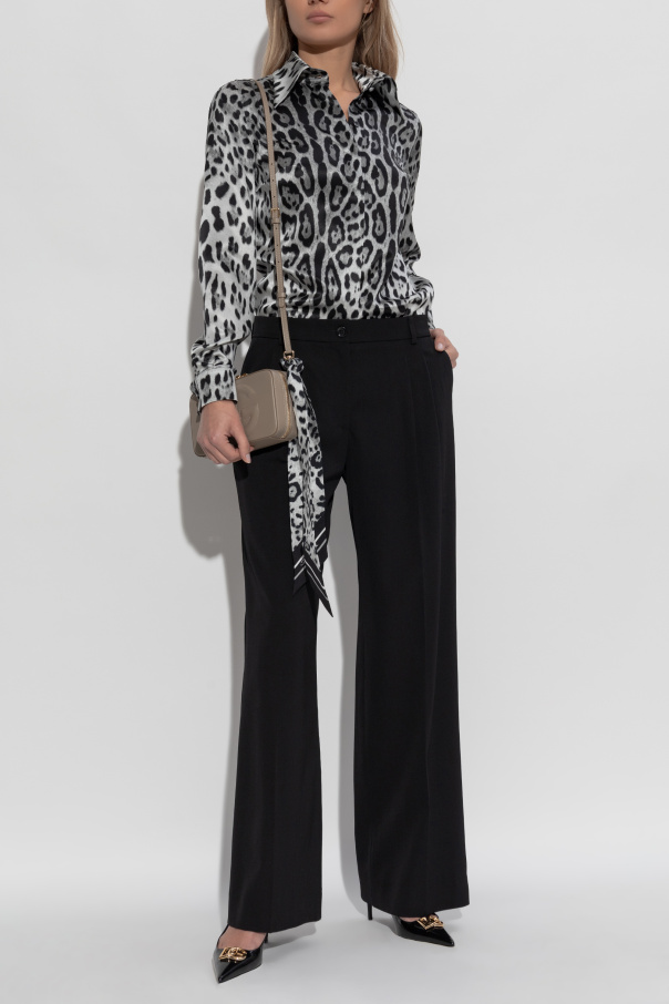 Dolce & Gabbana Jedwabna koszula z motywem zwierzęcym