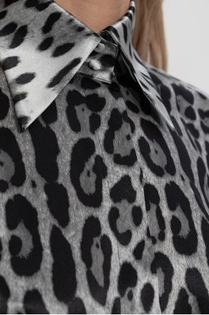 Dolce & Gabbana Jedwabna koszula z motywem zwierzęcym