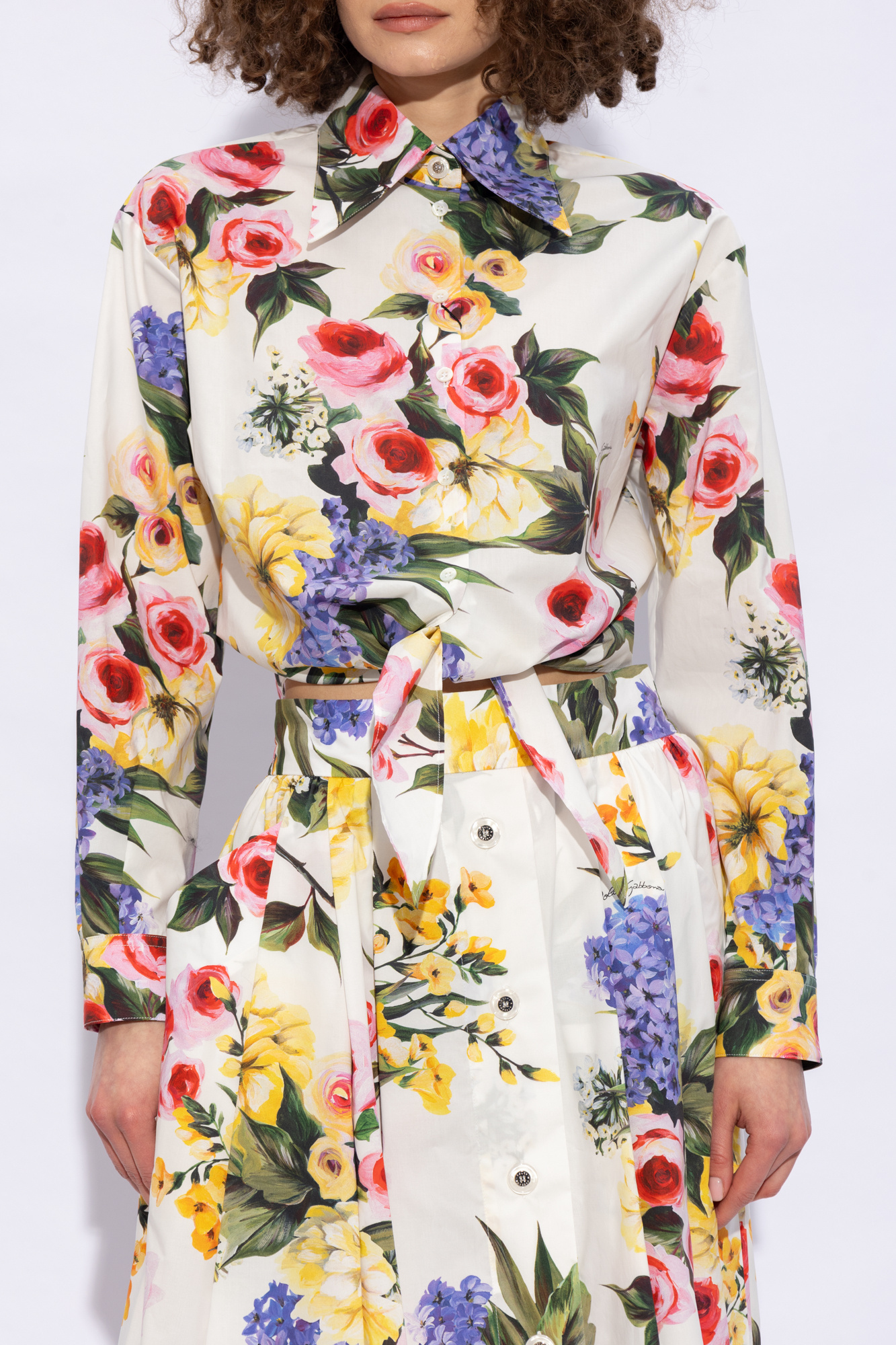 Dolce & Gabbana Cropped shirt with floral motif