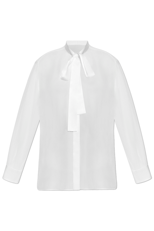 Silk blouse with decorative tie at the neckline, zdjęcie 1 Silk blouse with decorative tie at the neckline od Dolce & Gabbana