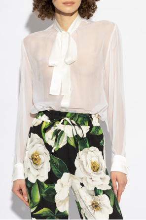 Dolce & Gabbana Silk blouse with decorative tie at the neckline