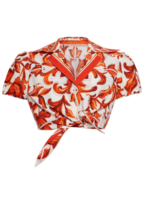 Top with "Majolica" print