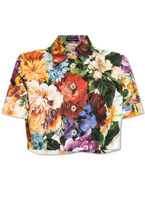 Short shirt with floral motif