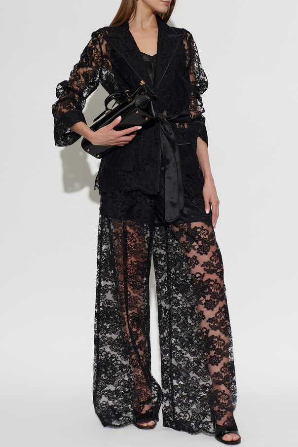 Dolce & Gabbana Camisa de renda com cinto