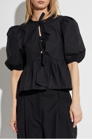 Ganni Top mit dekorativen Knoten vorne