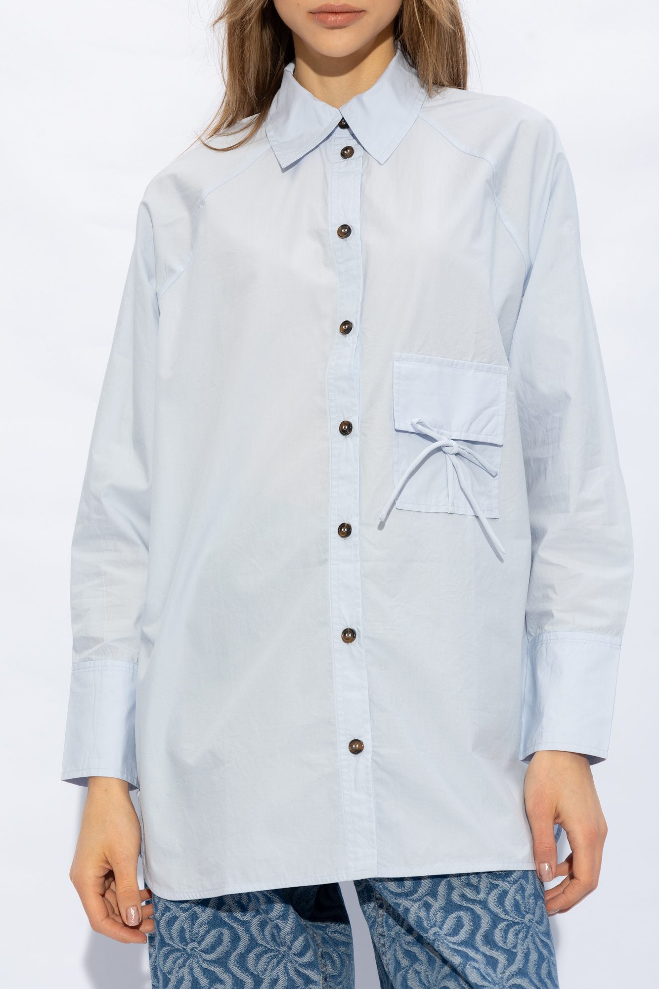 Ganni Urban Classics T shirt long zip empiecements simili
