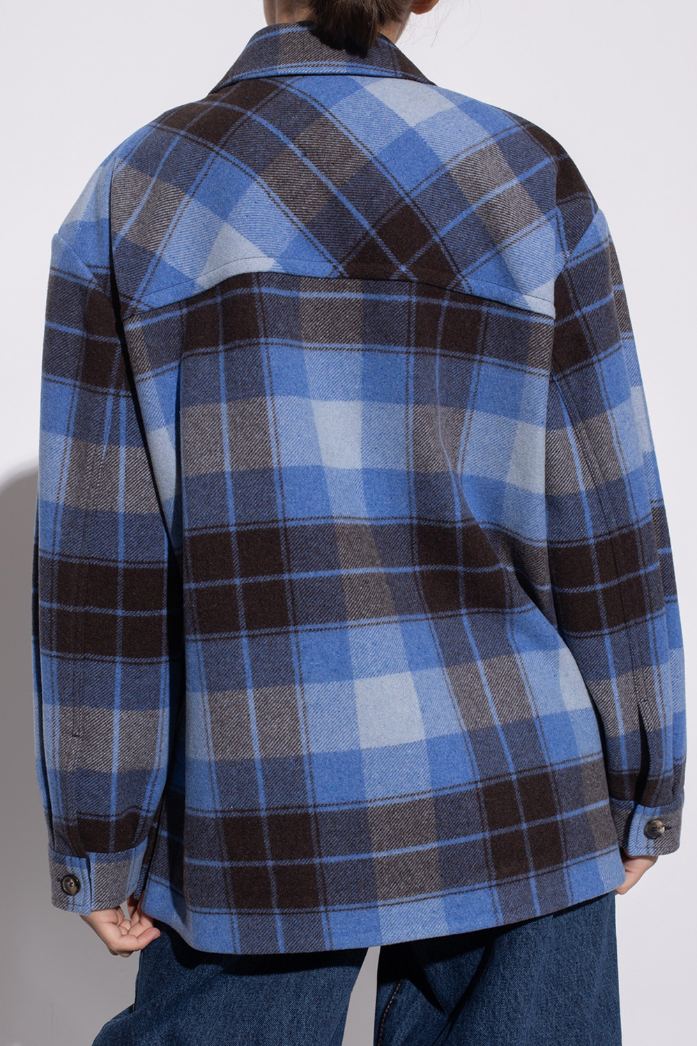 Kenzo Checked logo-patch shirt