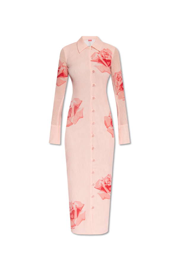 Kenzo Plisowana sukienka z motywem kwiatowym