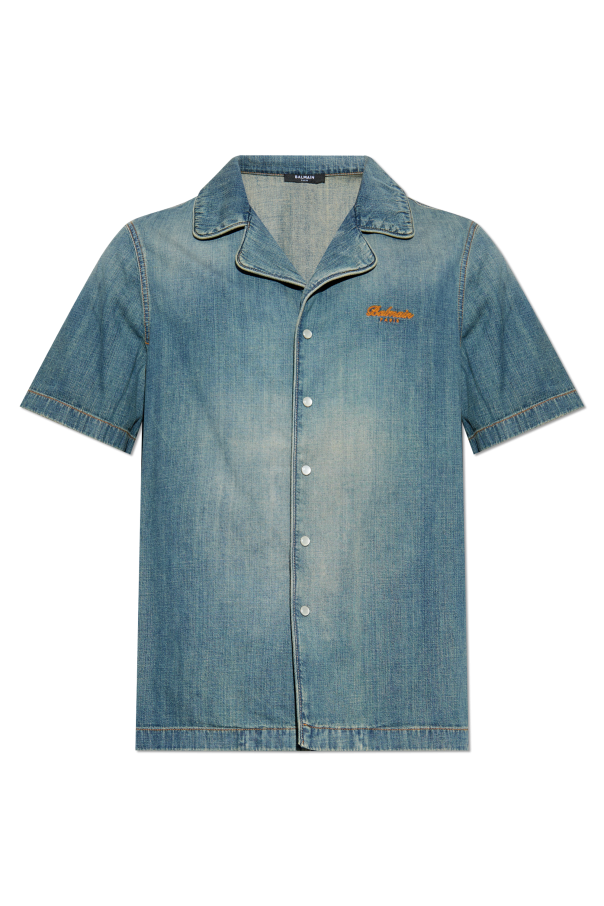 Denim shirt with short sleeves od Balmain