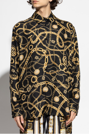 Balmain Jedwabna koszula z nadrukiem