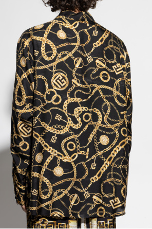 Balmain Jedwabna koszula z nadrukiem